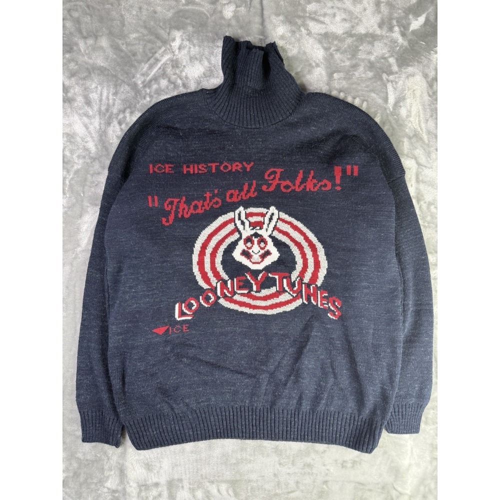 Vintage 90's Iceberg Ice History Looney Tunes Bugs Bunny Turtle Neck Sweater